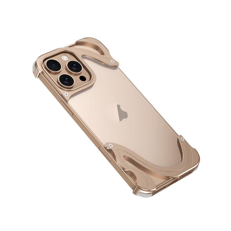 Funda para iPhone 16 Pro Max Panel Trasero Transparente HĂbrido PC y Metal Dolphin (Dorado)