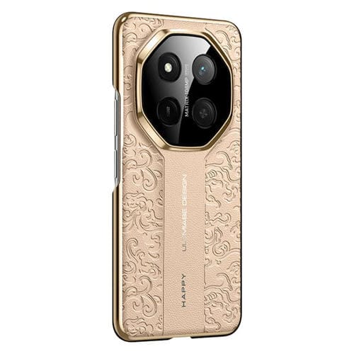 Funda de Cuero Liso con Diseño de Dragón En la Nube para Honor X60 Pro (Dorada)