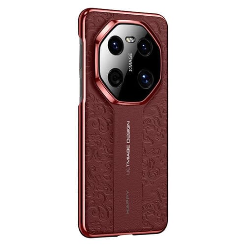 Funda de Cuero Huawei Mate 40 con Diseño de Dragón en la Nube (Rojo)