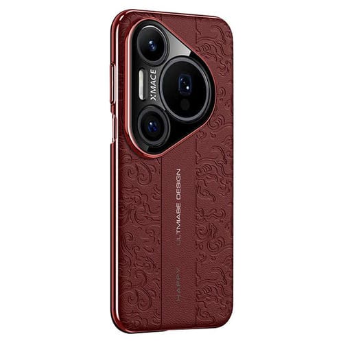 Funda de PC de cuero liso con diseño de dragón en la nube para Huawei Pura 80 Pro / 80 Pro+ 5G (roja)