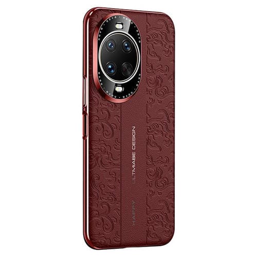 Funda de PC de cuero liso con diseño de dragón en la nube para Huawei nova 14 Ultra (roja)