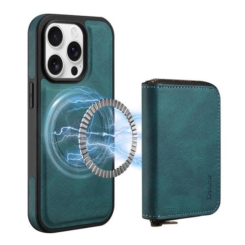 Funda de Cuero con Cremallera Magsafe Denior D26 Skin Feel para iPhone 14 Pro Max (Azul)