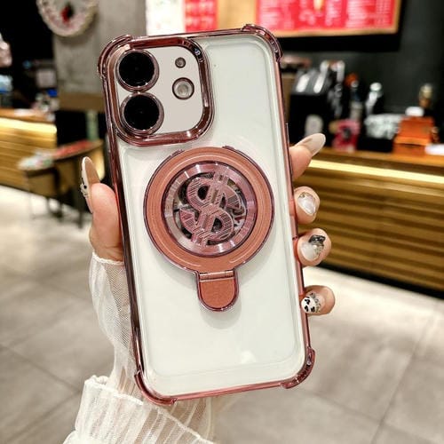 Estuche para Teléfono con Soporte Magsafe para iPhone 11 Space con Película para Lente (Rosa)