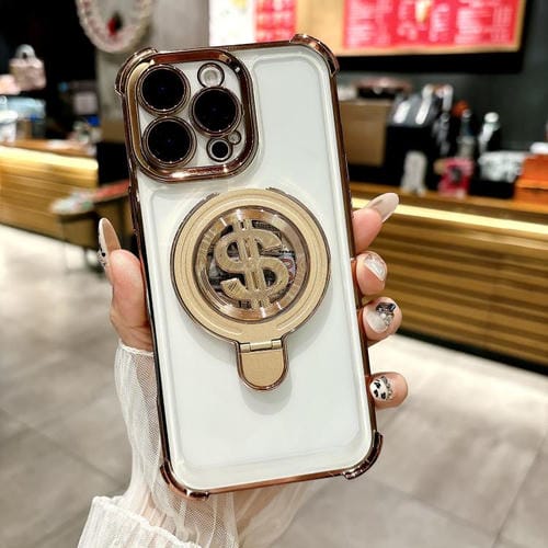 Estuche para Teléfono con Soporte Magsafe para iPhone 15 Pro Max con Película para Lente (Dorado del Desierto)