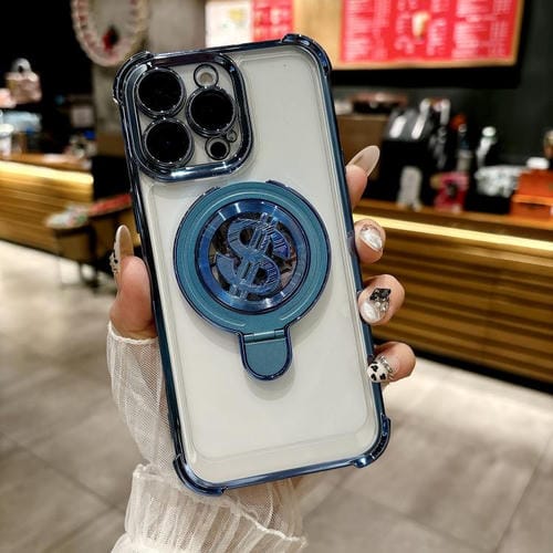 Estuche para Teléfono Magsafe iPhone 16 Pro Space con Soporte y Película para Lente (Azul)