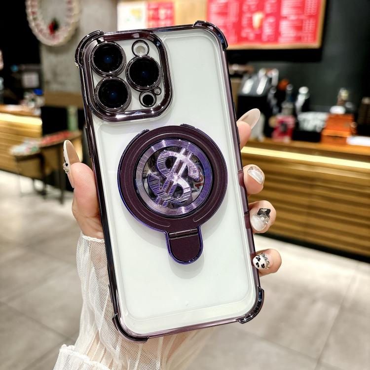 Estuche para TelĂ©fono con Soporte Magsafe para iPhone 16 Pro Max con PelĂcula para Lente (Morado)