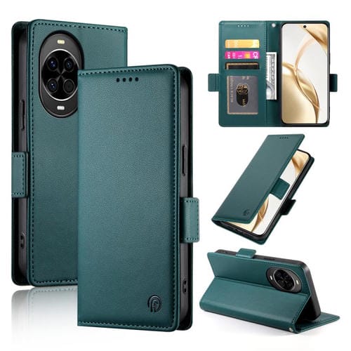 Funda de cuero esmerilado con hebilla lateral magnética para Huawei Nova 14 (verde oscuro)