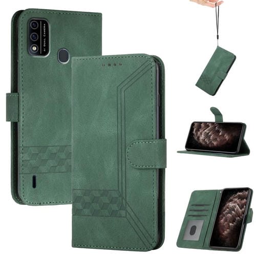 Funda de Cuero con Tapa y Tacto de Piel Cúbica para Teléfono Itel A48 (Verde)