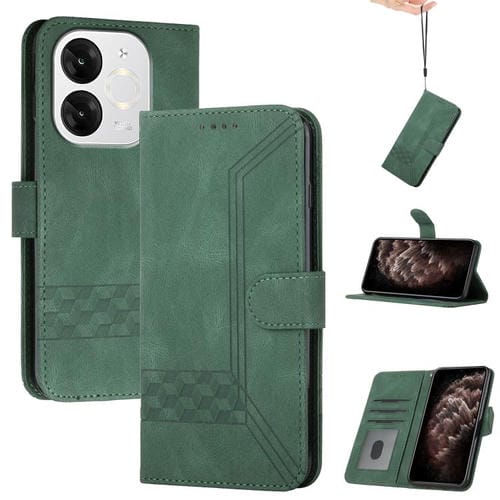 Funda de Cuero con Tapa y Tacto de Piel Cúbica para Teléfono Itel A80 (Verde)