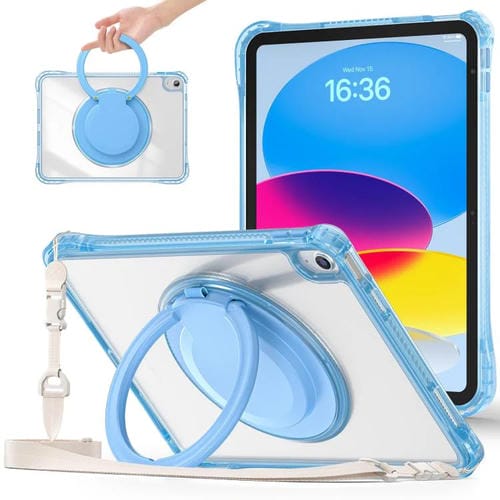 Funda Híbrida TPU para iPad 2025/2022 con Asa de Anillo Giratorio (Azul Claro)