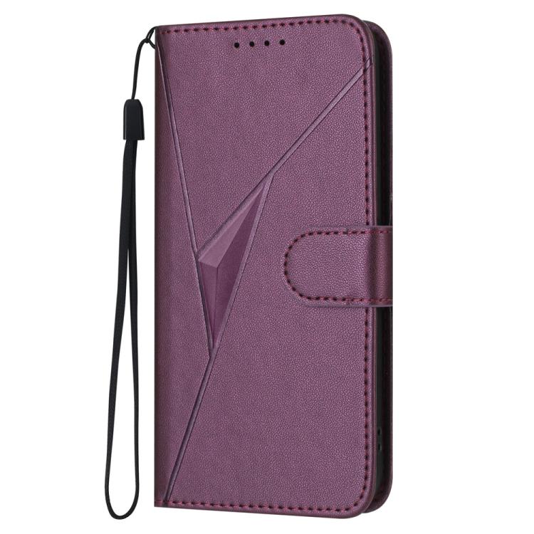 Funda de Cuero Itel S25 con Cierre de Hebilla y Diseño Triangular (Morado Oscuro)