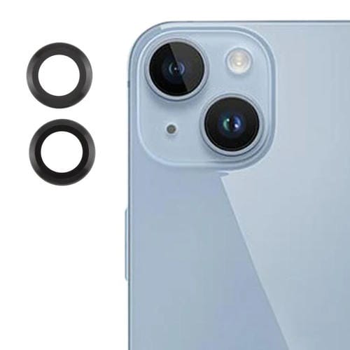 Cubierta de Cámara Trasera iPhone 15 Plus 15 14 Plus 14 Película Vidrio Templado 9H (Negro)