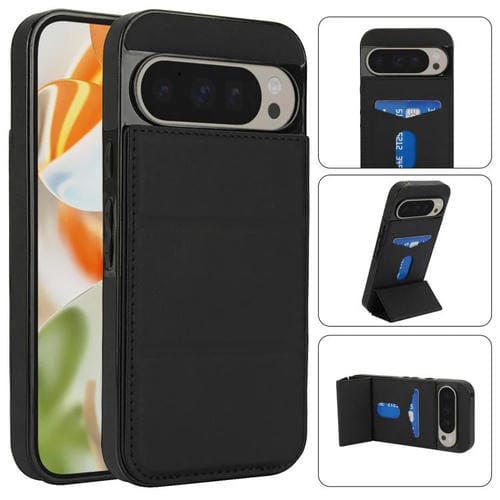 Funda de Cuero con Tres Pliegues y Ranura para Tarjetas para Google Pixel 9/9 Pro (Negro)