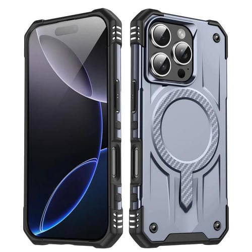 Funda híbrida TPU y PC Straship Magsafe para iPhone 16 Pro Max (Gris)