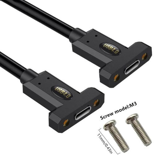 Cable de Extensión de Panel Fijo con Conector Hembra Tipo C USB4 a Hembra Tipo C, 1 m