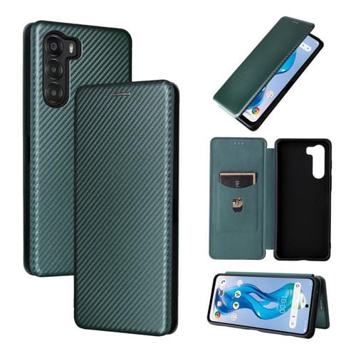 Funda de Cuero con Tapa y Textura de Fibra de Carbono para ZTE Nubia S 5G A403Zt (Verde)