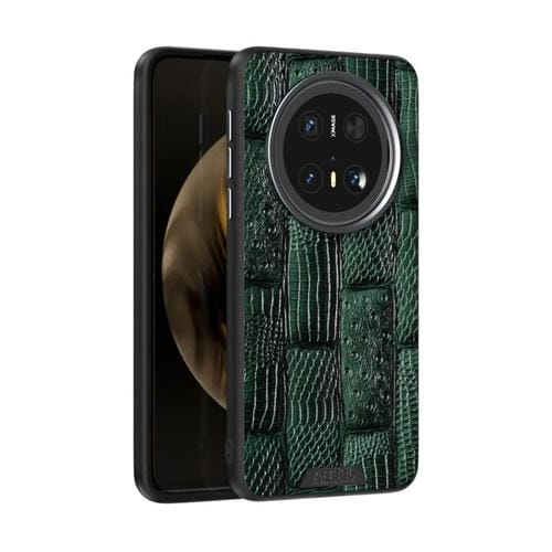 Funda de Piel Auténtica Magsafe con Micrograbado 6D Abeel Beast Pattern para Huawei Mate 70 (Verde)