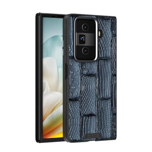 Funda de Cuero Genuino Magsafe con Micrograbado 6D y Diseño Abeel Beast para Honor Magic Vs3 (Azul)