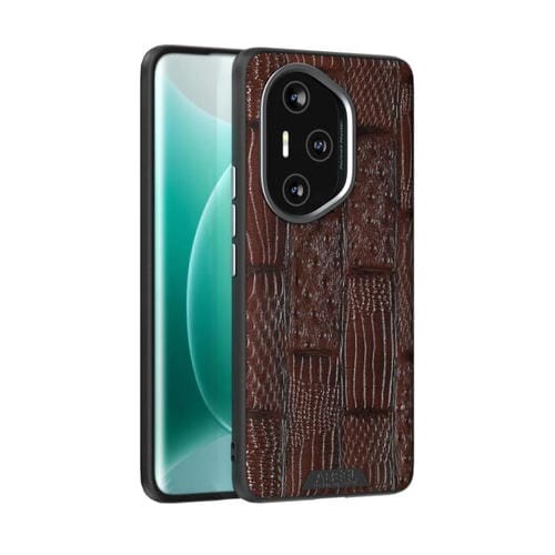 Funda de Cuero Genuino Micrograbado 6D con Diseño Abeel Beast para Honor 300 Pro (Marrón)