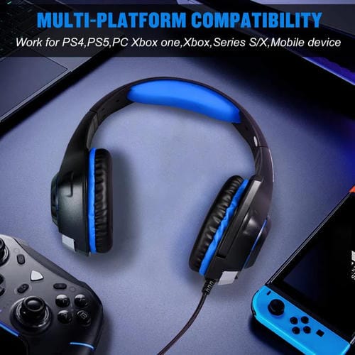 Auriculares para Juegos Kotion Each GS400 con Micrófono Omnidireccional y Cable de 1,9 m (Negro y Azul)