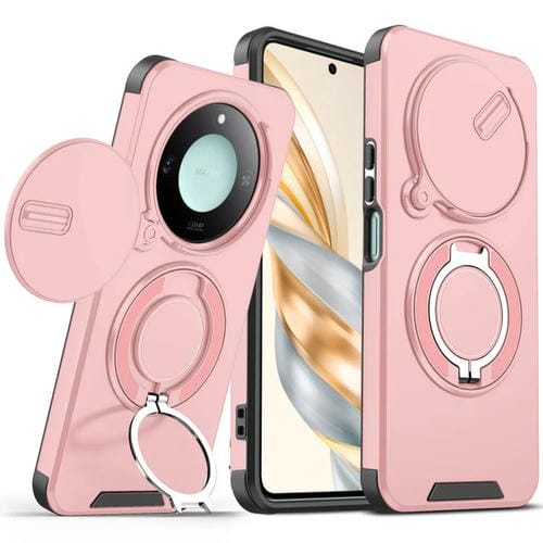Funda Deslizante con Anillo Protector de Cámara para Honor X60 (Rosa)