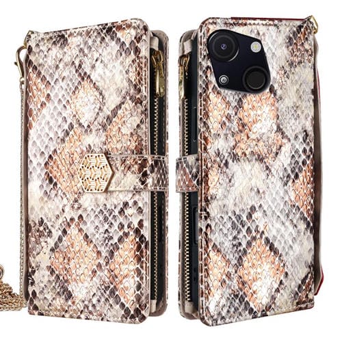 Funda de Piel con Textura de Serpiente para Itel A50C 4G (Blanco)