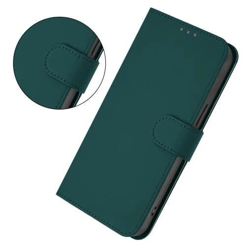 Funda de piel con textura de color liso y cordón para Samsung Galaxy M56 5G (verde oscuro)