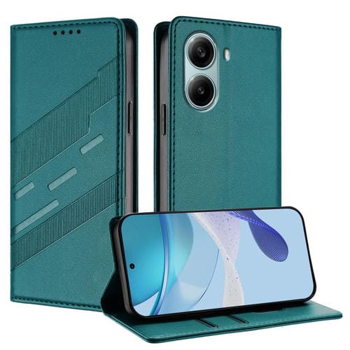 Funda de cuero retro con relieve global para Redmi Turbo 4 Pro (verde oscuro)