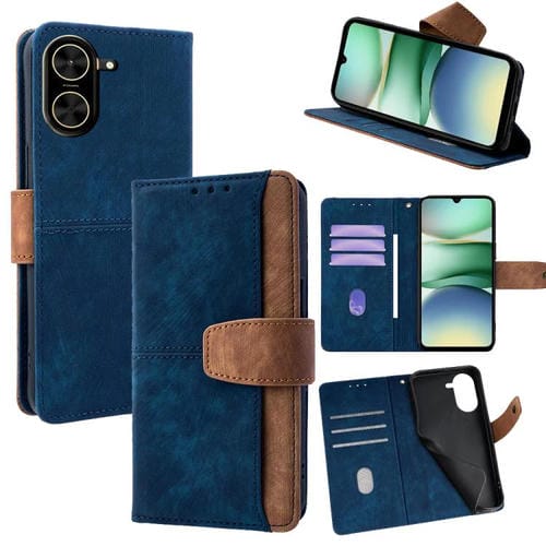 Funda de cuero con costuras de color y bloqueo RFID para Redmi A5 4G (171,7 mm, azul)