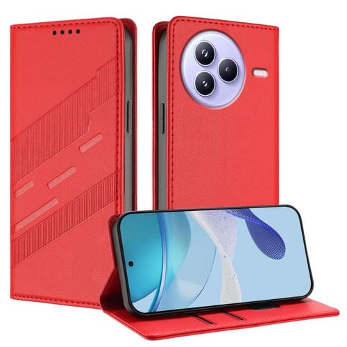Funda de cuero retro con relieve para Xiaomi Civi 5 Pro (rojo)