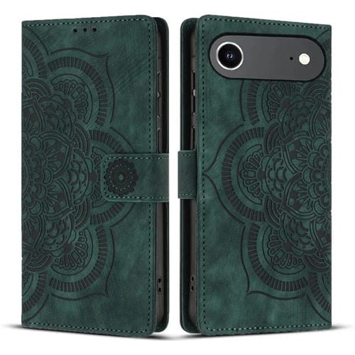 Funda de cuero retro esmerilado con relieve Mandala para iPhone 17 Air (verde)