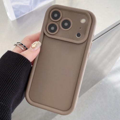 Funda de TPU con marco esmerilado y orificio preciso para iPhone 17 Pro (color café)
