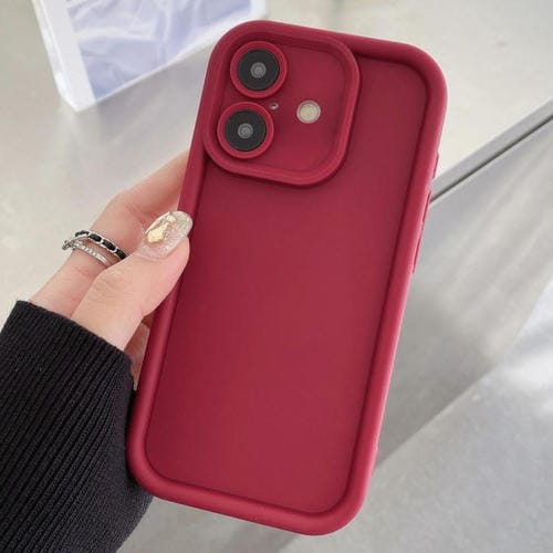 Funda de TPU con marco esmerilado y orificio preciso para iPhone 17 (rojo vino)