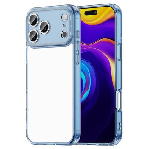 Funda híbrida de TPU y policarbonato para iPhone 17 Pro Max, a prueba de golpes y airbag (azul transparente)