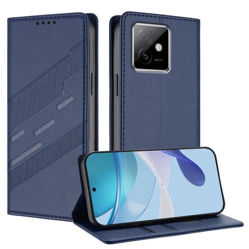 Funda de cuero retro con relieve para Honor X60 GT (azul oscuro)