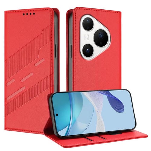 Funda de cuero retro con relieve para Huawei Pura 80 Pro (rojo)
