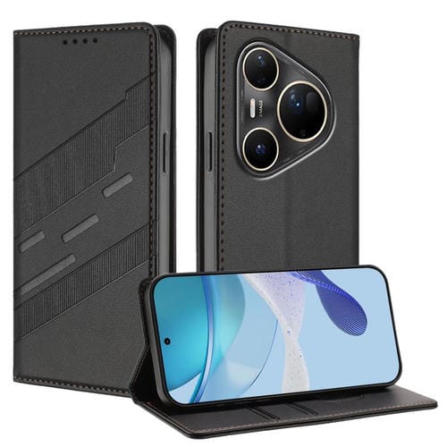 Funda de cuero retro con relieve para Huawei Pura 80 Pro Ultra (negro)