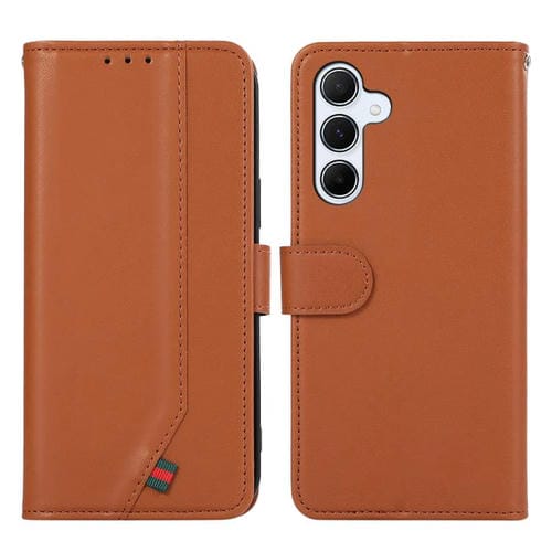 Funda de cuero ABEEL con textura delicada y RFID para Samsung Galaxy A17 5G (marrón)