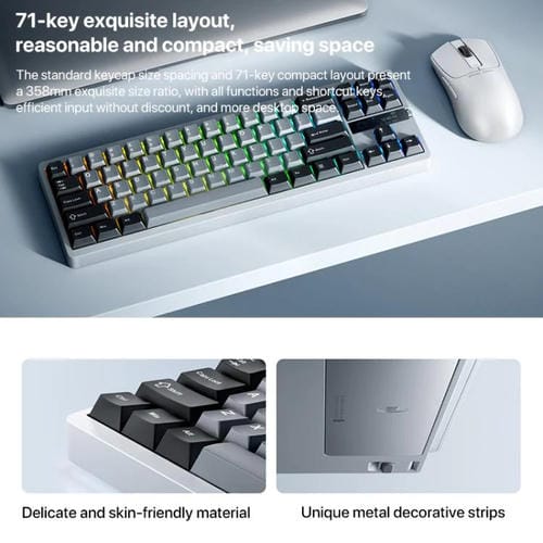 Teclado Mecánico Xiaomi Mk71 Pro con Cable, 2.4G y Bluetooth, Triple Modo para Juegos (Moon Rock)