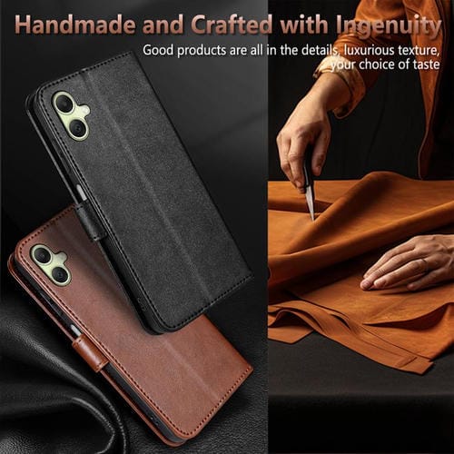 Funda de piel de oveja con tapa AZNS para Samsung Galaxy A07 4G (roja)