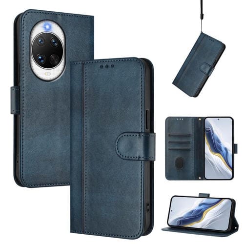 Funda de cuero retro con hebilla para Huawei Nova 14 Pro (azul oscuro)