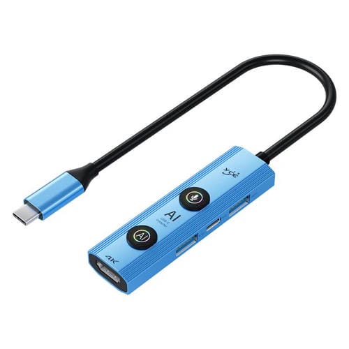 Adaptador concentrador USB-C YCE V297A 7 en 1 con IA y salida 8K (Azul)