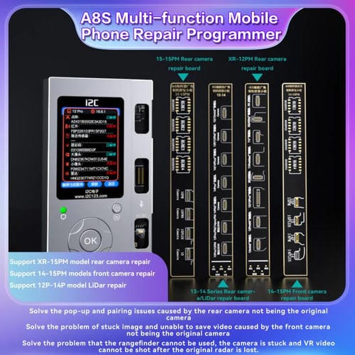 Programmeur Multifonction i2C A8S Hôte+7-15 Pro Max Carte True Tone Réparation de Téléphones