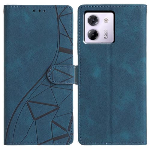 Funda de cuero con relieve de triángulos para Xiaomi Poco M7 Pro 5G (azul)