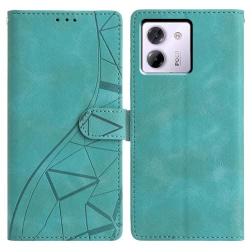 Funda de cuero con relieve de triángulos para Xiaomi Poco M7 Pro 5G (verde)