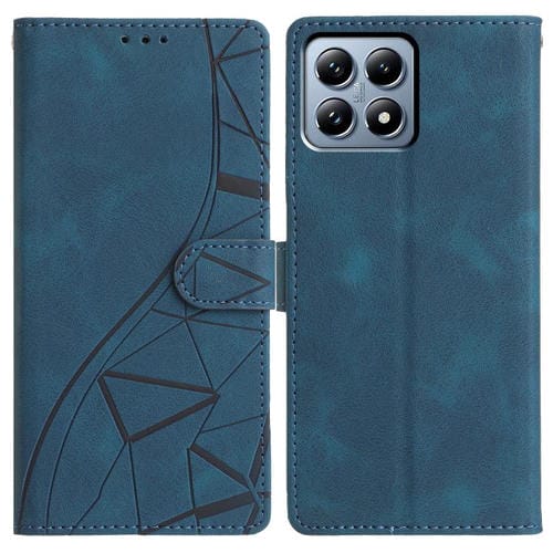 Funda de cuero con relieve de triángulos para Xiaomi 15T 5G (azul)