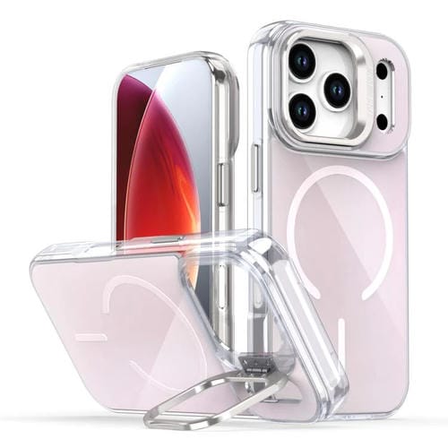 Funda Magsafe con soporte para lente degradado y decoloración para iPhone 17 Pro (blanca)