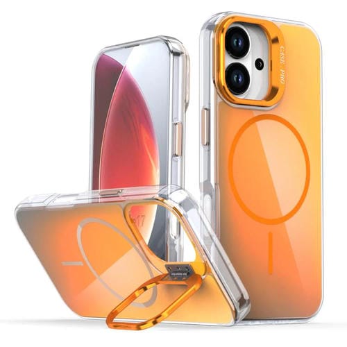 Funda Magsafe con soporte para lente degradado y decoloración para iPhone 17 (naranja)