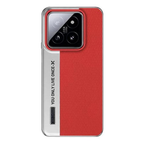 Funda de cuero con textura de diamante para Xiaomi 14 Pro (rojo)