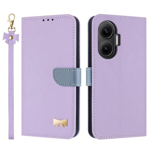 Funda de cuero con lazo metálico y correa para la mano para Redmi Turbo 4 Pro / Poco X7 Pro (morado)